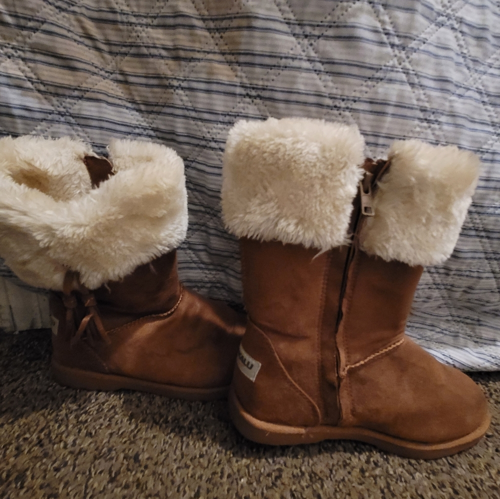 GIRLS' MAKALU BIG KID ICELAND TAN SUEDE WINTER BOOTS SIZE 4 !!!!๐ข โค ๐๐๐๐ - Picture 8 of 14